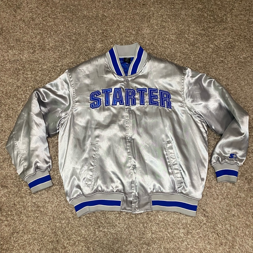 Vintage Starter Dallas Cowboys Tony Romo #9 NFL Satin Bomber Jacket Men Size XL